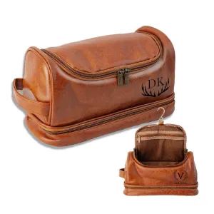 Jeclist Custom Leather Travel Toiletry Bag - Personalized Dopp Kit for Men with Name or Initials - Perfect Groomsmen Gifts, Birthday Present, Travel Companion