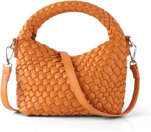 JINMANXUE Small Hand Woven Handbags for Women Shoulder Crossbody Bag Purses Cassual Top Handle Bags Hobo Curved Tote Bag