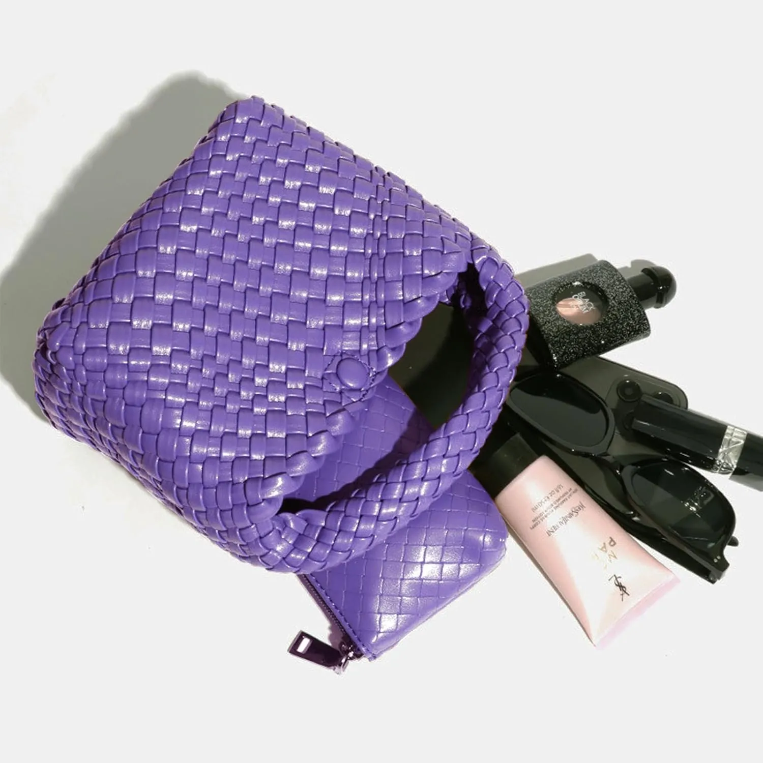 JINMANXUE Small Hand Woven Handbags for Women Shoulder Crossbody Bag Purses Cassual Top Handle Bags Hobo Curved Tote Bag