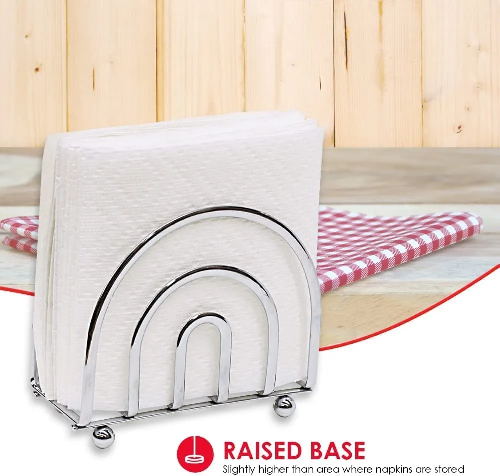 Joey'z Chrome Napkin Holder for Kitchen Countertops and Dining Table - Arch Design