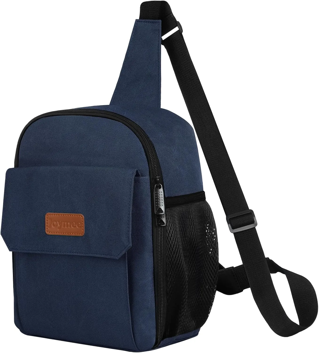 Joymee Sling Lunch Box Lunch Bag for Women Men Adult Portable Leakproof Reusable Insulated-Crossbody Lunchbox small Cooler with Shoulder Strap Side Pockets Front Pocket for Work Travel - Navy Blue