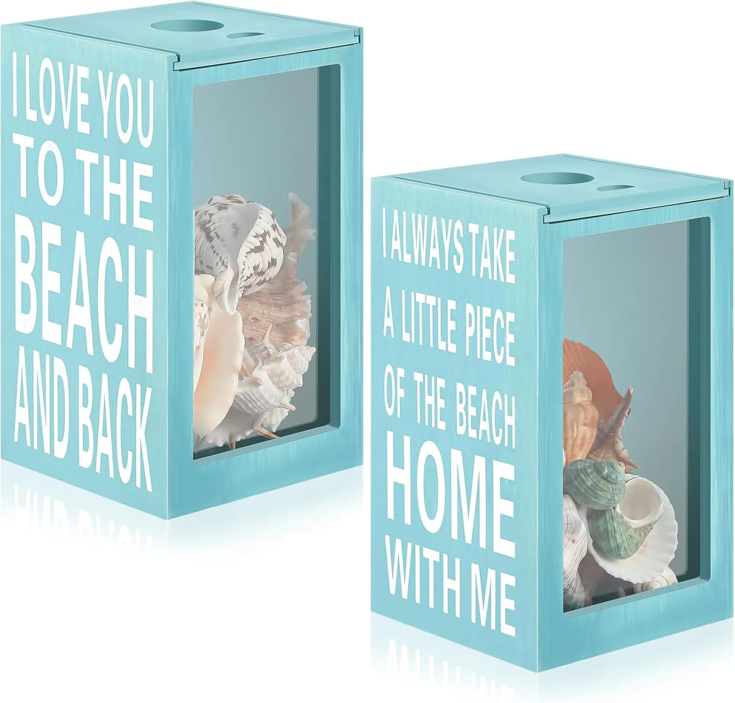 Juexica 2 Pcs Seashell Display Box Seashell Holder Beach Room Decor Ocean Themed Christmas Sea Shell Holder Shell Display Case Seashell Decor Beach Coastal Decor Acrylic Floor Standing Display