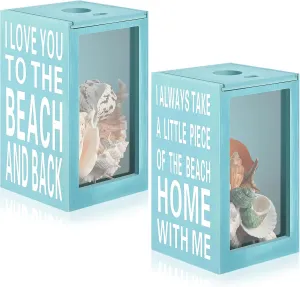Juexica 2 Pcs Seashell Display Box Seashell Holder Beach Room Decor Ocean Themed Christmas Sea Shell Holder Shell Display Case Seashell Decor Beach Coastal Decor Acrylic Floor Standing Display