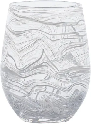 Juliska Puro Marbled Glasses (White, Stemless Wine Glass)
