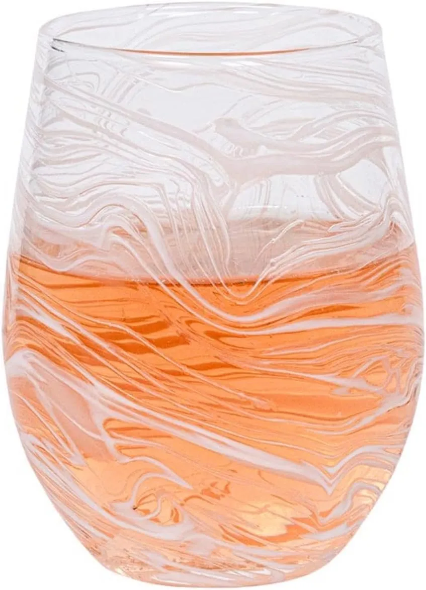 Juliska Puro Marbled Glasses (White, Stemless Wine Glass)