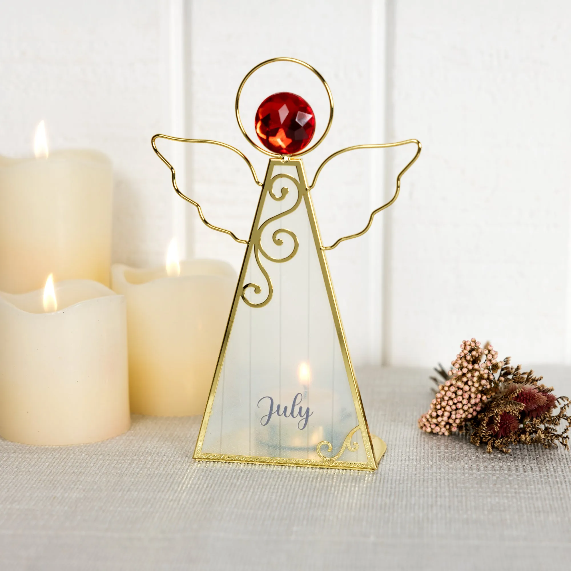 July 6.5" Monthly Angel Tea Light Holder