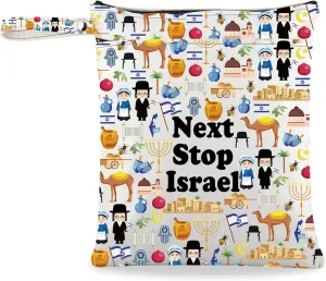 JXGZSO Israel Trip Gift Next Stop Israel Cosmetic Bag Traveler Gift Israel Vacation Makeup Bag Israel Landmark Travel Gift