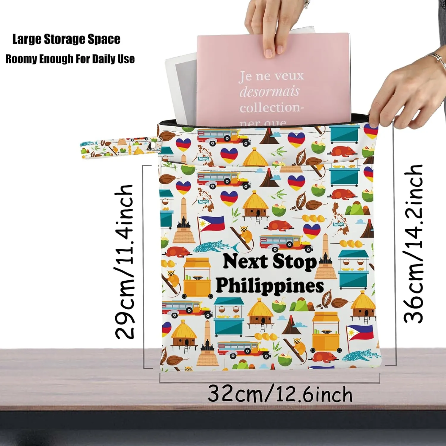 JXGZSO Philippines Trip Culture Gift Next Stop Philippines Cosmetic Bag Philippines Vacation Makeup Bag Traveler Gift