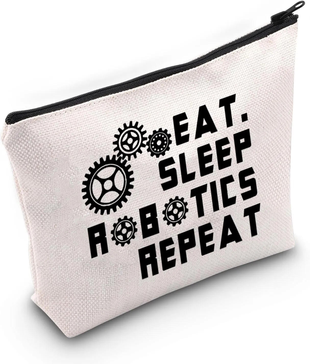 JXGZSO Robotics Expert Gift Engineer Cosmetic Bag Robotics Inspired Gift Eat Sleep Robotics Repeat Makeup Bag Engineering Gift