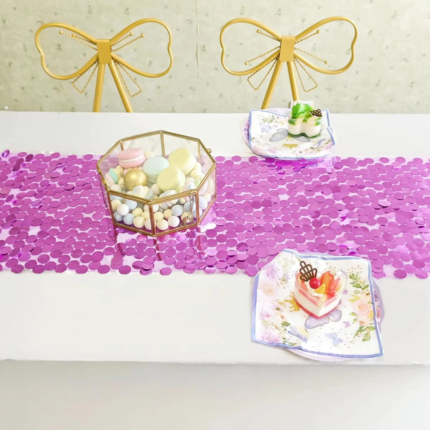 JYFLZQ Purple Sequin Table Runner 12x108 Inch 1 Pack Glitter Payette Metallic Table Runners for Birthday Weddings Christmas Party Event