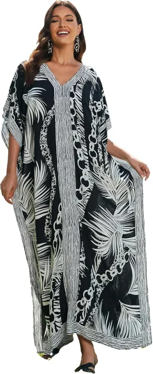 kaftan dresses for women Ethnic Print Kaftan Beach Dress Plus Size Swimsuit Cover Up