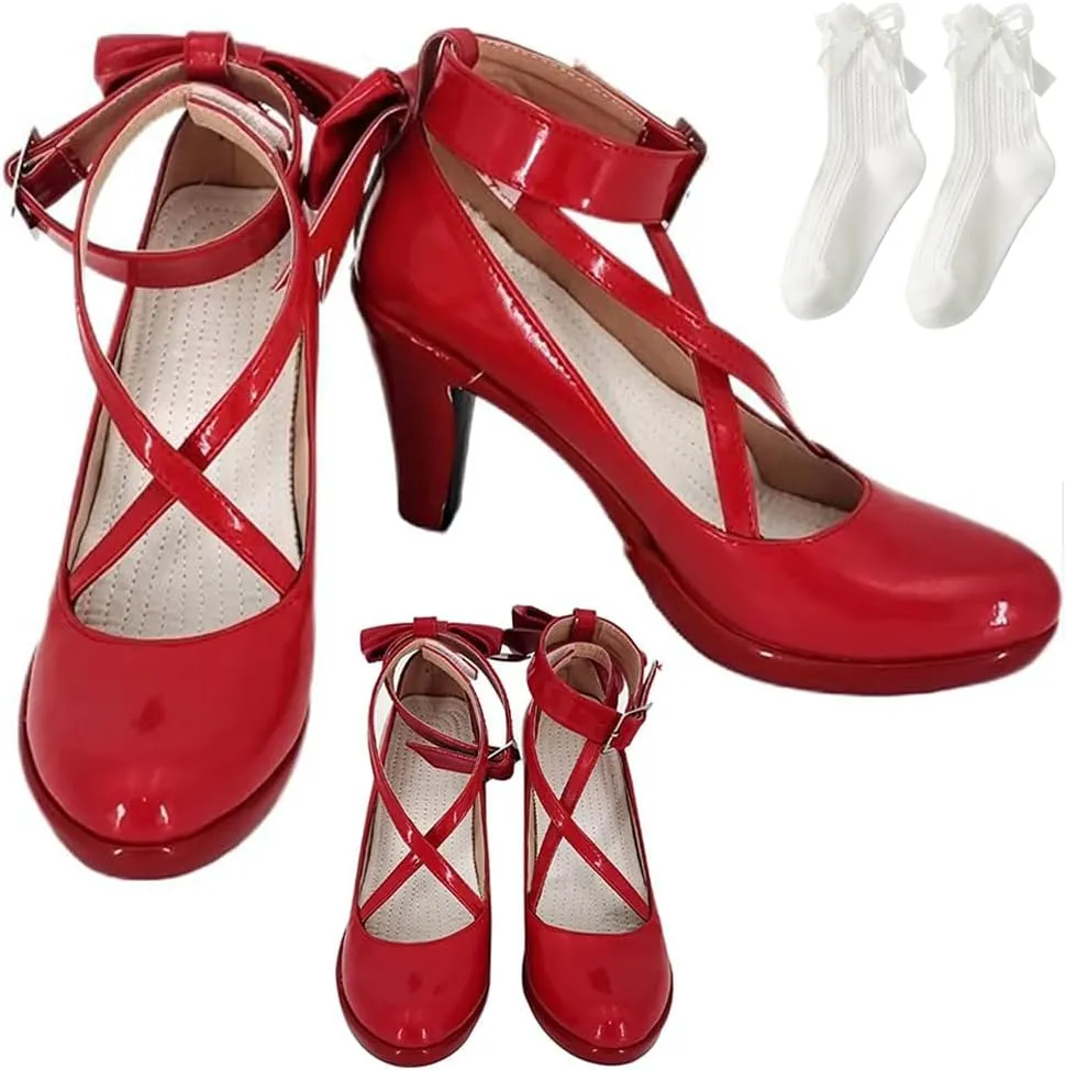 Kaname Madoka Shoes Cosplay Madoka Magica Shoes Boots Red Women Halloween