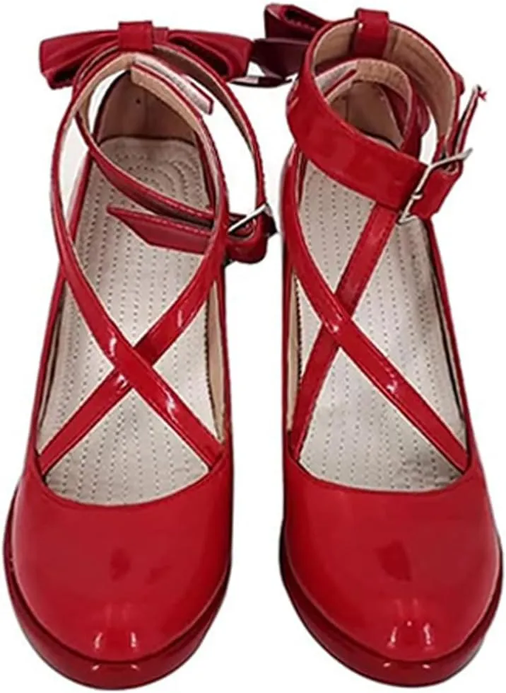 Kaname Madoka Shoes Cosplay Madoka Magica Shoes Boots Red Women Halloween