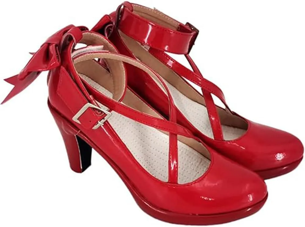 Kaname Madoka Shoes Cosplay Madoka Magica Shoes Boots Red Women Halloween