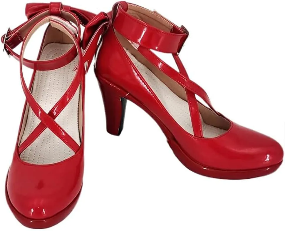 Kaname Madoka Shoes Cosplay Madoka Magica Shoes Boots Red Women Halloween