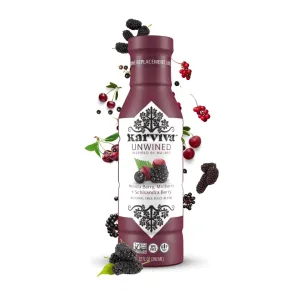 Karviva Unwined Non-Alcoholic Wine Alternative – Low-Sugar Organic Malbec with Herbal Anti-Inflammatory Blend, Sulfite-Free, Perfect for Mocktails & Cocktails (4 BPA-Free Bottles, 12 oz Each)