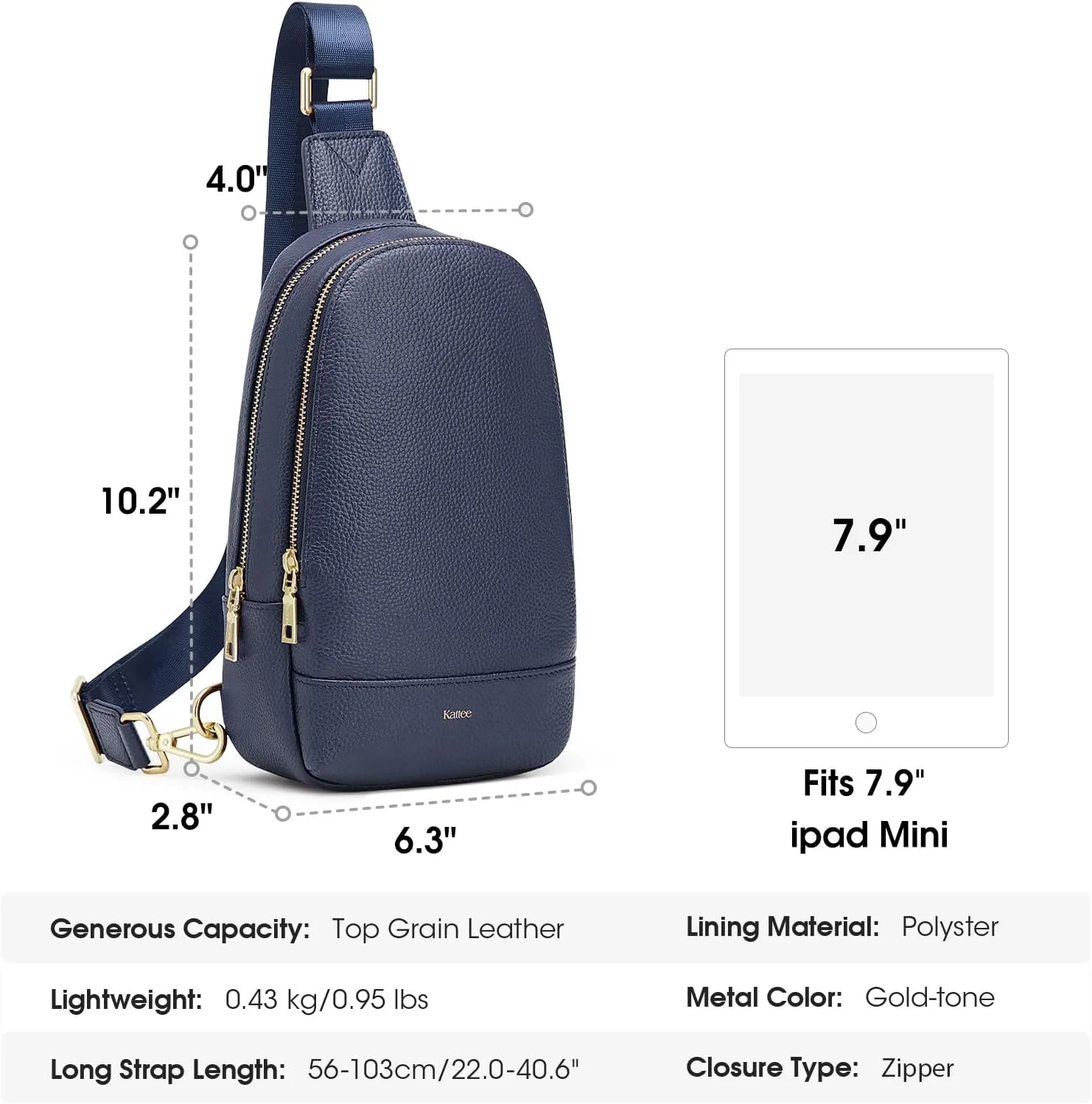 Kattee Sling Bag for Women Crossbody, Soft Leather Fanny Packs for Women, Small Crossbody Chest Bag with RFID Blocking