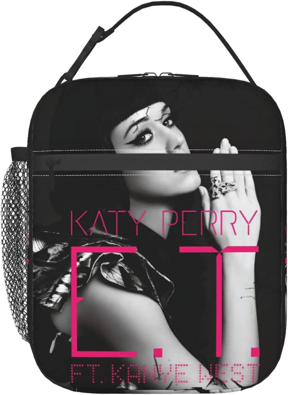Katy Great Artist Perry Lunch Bag Reusable Lunch Box Hiking Leakproof Tote Bag for Women Men Lunch Container Meal Holder with Side Pocket Sturdy Handbag Lunch Zipper Cooler Bag for Hiking