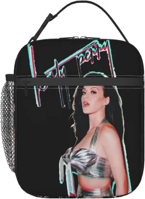 Katy Great Artist Perry Lunch Bag Reusable Lunch Box Hiking Leakproof Tote Bag for Women Men Lunch Organizer Meal Holder with Side Pocket Lightweight Handbag Lunch Zipper Cooler Bag for Sport