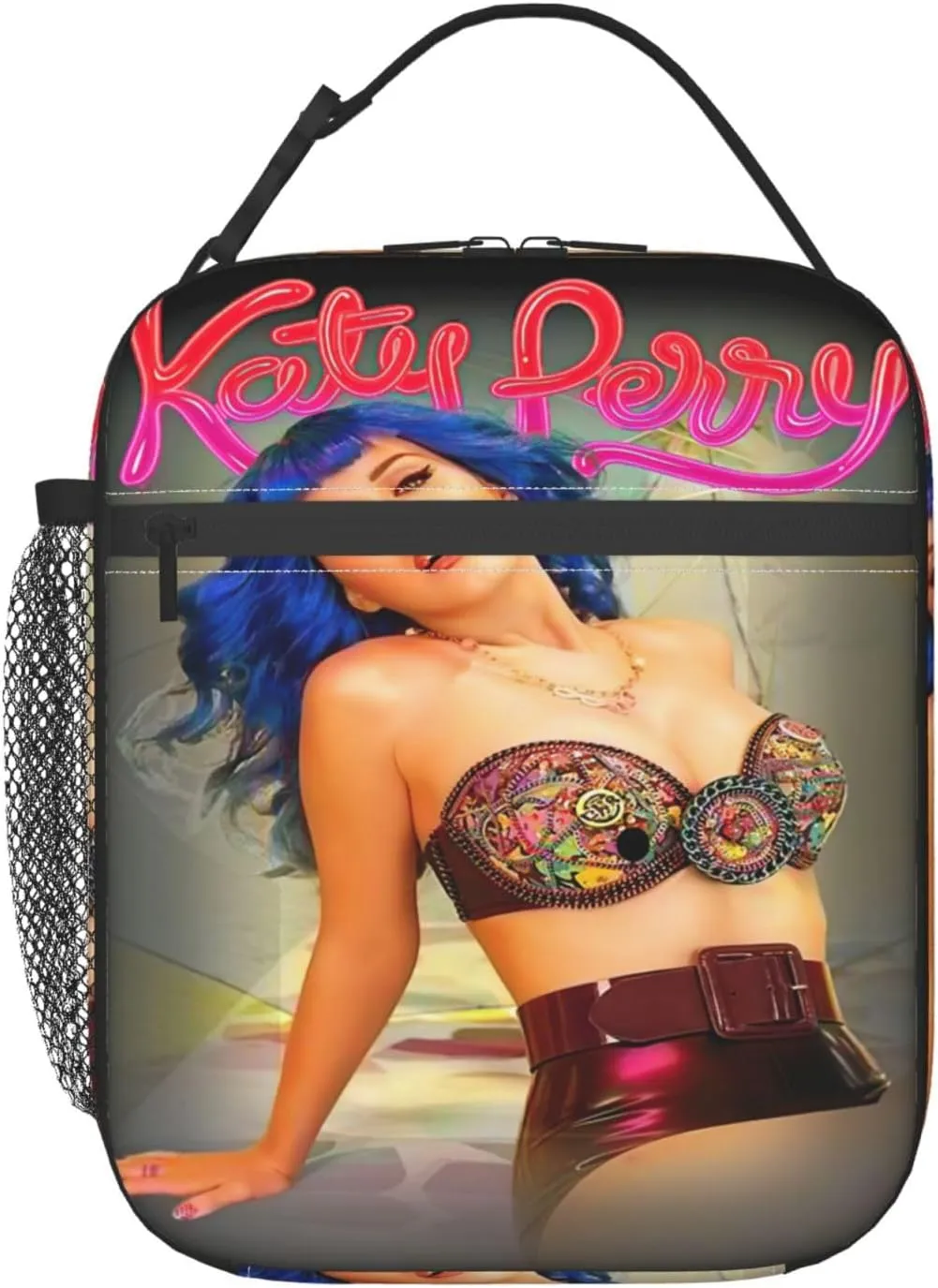 Katy Great Artist Perry Lunch Bags Reusable Lunch Box Funny Leakproof Tote Bag for Women Men Lunch Organizer Meal Holder Convenient Handbag Lunch Zipper Cooler Bag for Travel