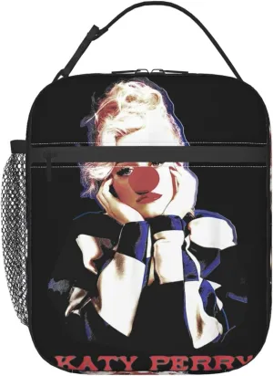 Katy Great Artist Perry Lunch Bags Reusable Lunch Box Large Leakproof Tote Bag for Women Men Lunch Container Meal Holder with Side Pocket Lightweight Handbag Lunch Zipper Cooler Bag for Work