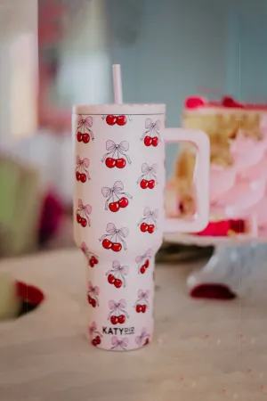 Katydid Cherry Bow 38 oz Tumbler in Pink | KDC-TUMB-66-LPK
