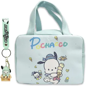 Kawaii Insulated Lunch Bag for Women, Reusable Large Capacity Lunch Box, Leakproof Lunch Tote Bag with Front Pocket, Lunchbox Container Thermal Cooler Bag Food Handbags for Work Office Travel Picnic