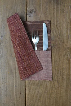 Khadi Cutlery Holder Set - Brown