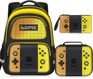 Kids Backpack For Boys，Gamer Boys Backpack For Children Teens Elementary Middle School, 17″ Students Bookbag