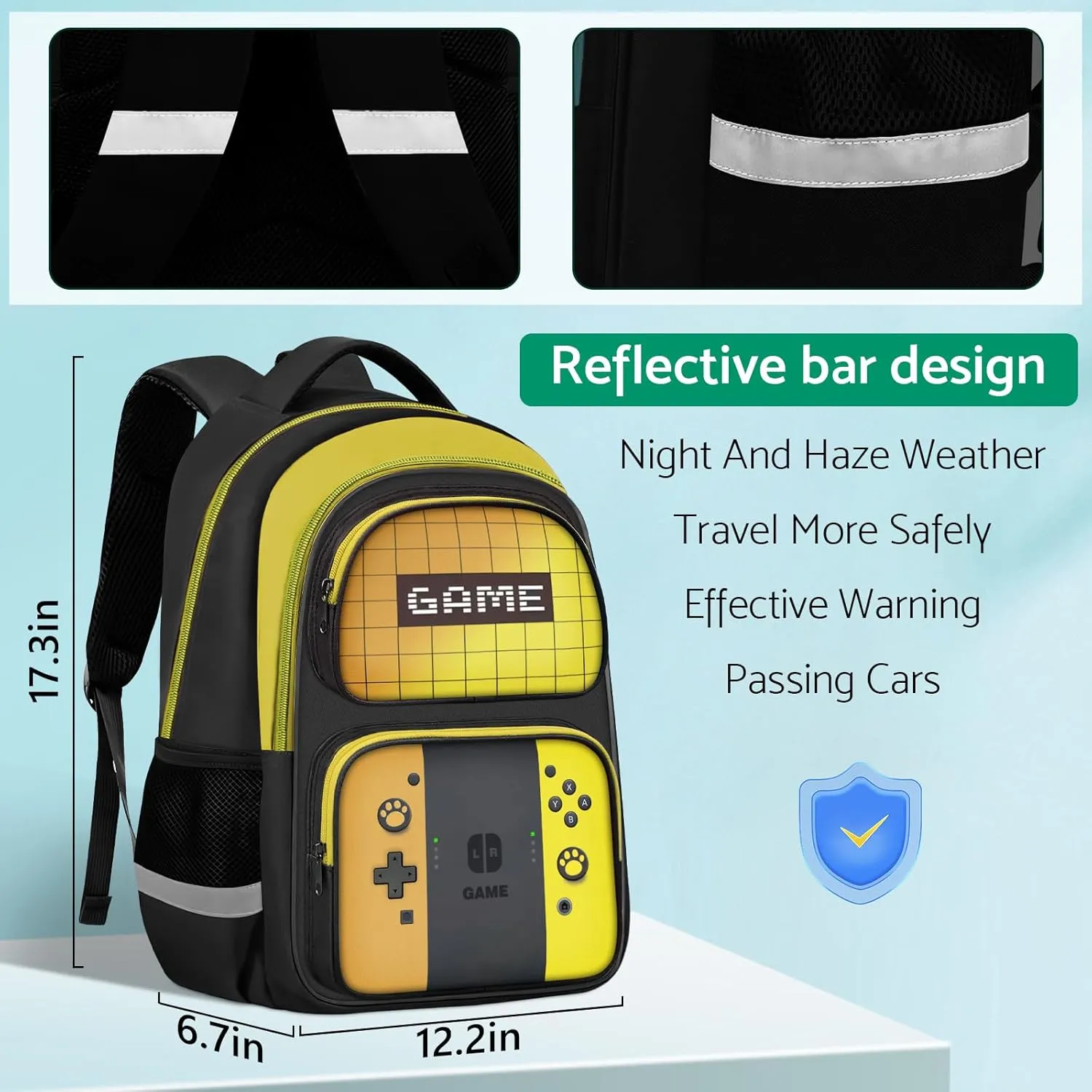 Kids Backpack For Boys，Gamer Boys Backpack For Children Teens Elementary Middle School, 17″ Students Bookbag