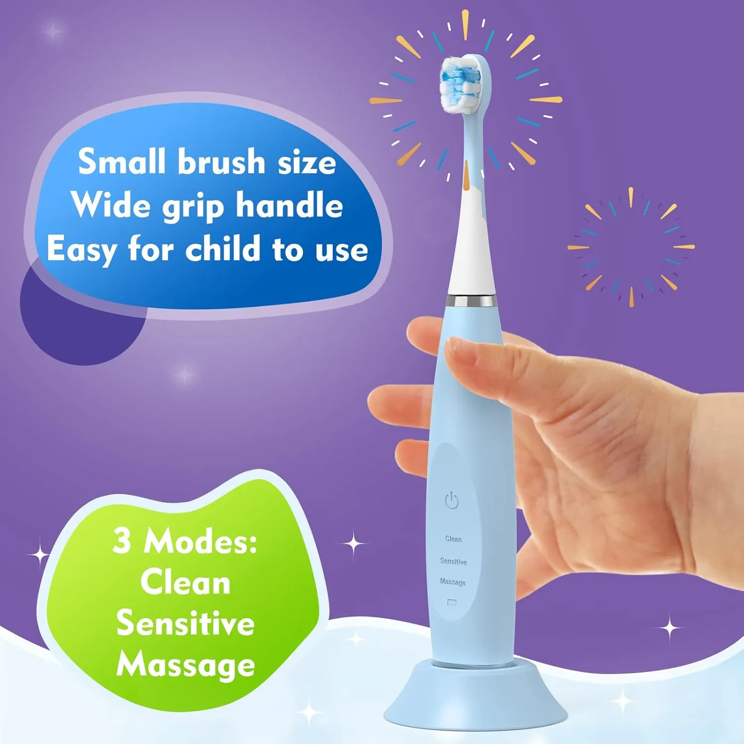 Kids Electric Toothbrushes Sonic Rechargeable Tooth Brush Gifts for Boys and Girls Smart Timer Power Toothbrush - 3 4 5 6 7 8 9 10 11 12 (Pink)