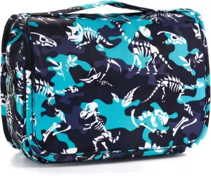 Kids Hanging Toiletry Bag for Boys, Travel Toiletry Bag for Little Young Boys Waterproof Wash Bag Toddler Traveling Toiletries, Dinosaur Black