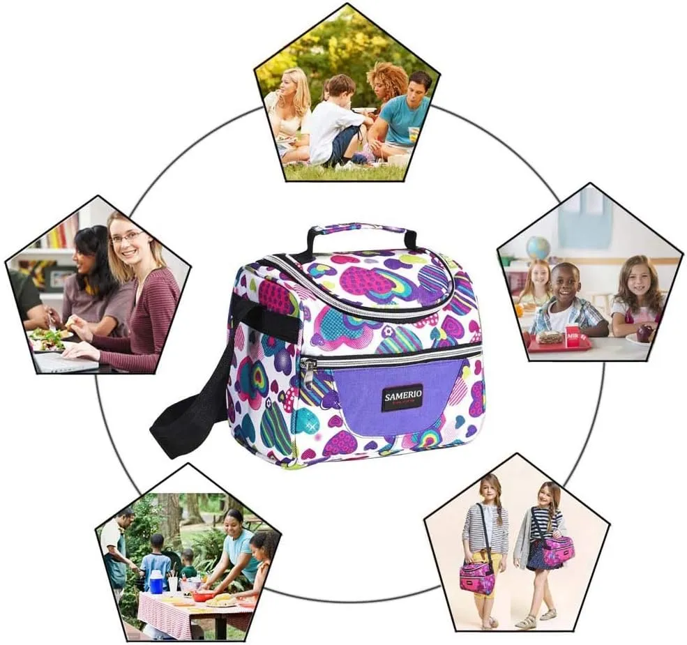 Kids Lunch Bag insulated Lunch Box Cooler Bento Bags for School Work/Girls Boys Children Student with Adjustable Strap