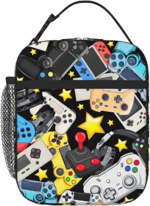 Kids Lunch Box For Boys Girls Reusable Gaming Lunch Bag Video Game Insulated Portable Lunch Boxes With Adjustable Shoulder Strap For School Picnic Hiking Work Lunchbox