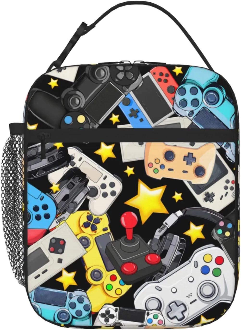 Kids Lunch Box For Boys Girls Reusable Gaming Lunch Bag Video Game Insulated Portable Lunch Boxes With Adjustable Shoulder Strap For School Picnic Hiking Work Lunchbox