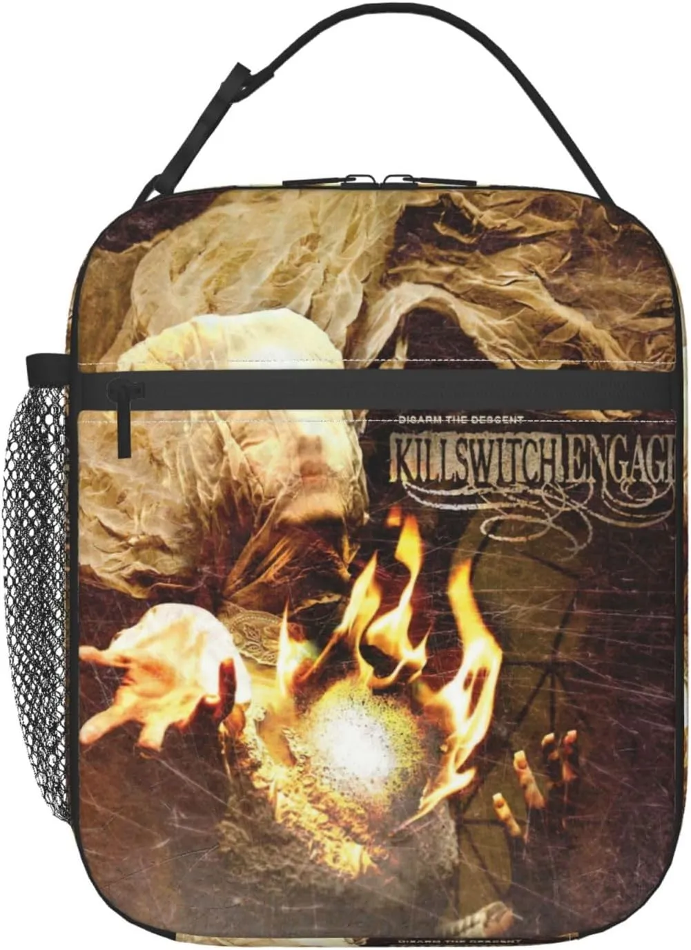 Killswitch Rock Band Engage Insulated Lunch Bag Reusable Lunch Tote Bag Lunch Organizer Meal Holder with Side Pocket Stylish Handbag Lunch Zipper Cooler Bag for Activities