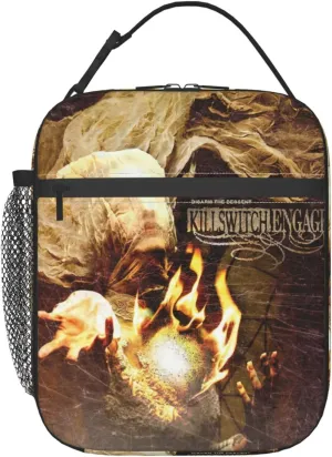 Killswitch Rock Band Engage Insulated Lunch Bag Reusable Lunch Tote Bag Lunch Organizer Meal Holder with Side Pocket Stylish Handbag Lunch Zipper Cooler Bag for Activities
