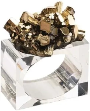 Kim Seybert Geode Napkin Ring in Gold, Set of 4