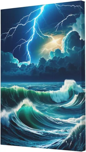 KLBTR Cool Earth Planet Ocean Storm Print Canvas Wall Art Home Decor Wall Art Aesthetic for Bathroom Office Living Room 16'' x 24''Frameless