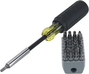 Klein Tools 32510 Magnetic Multibit Screwdriver with Sturdy Torx, Hex, Spanner, Tri-Wing, Torq and Nut Tamperproof Bits and Storage Block