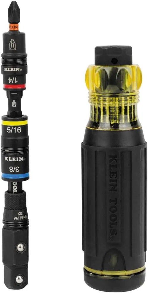 Klein Tools 32517HD KNECT 17-in-1 Impact-Rated Hybrid Screwdriver/Nut Driver, Magnetic, Flip Socket, 11 Bits, 3 Nut Drivers, Bit Holder, Square Adapter