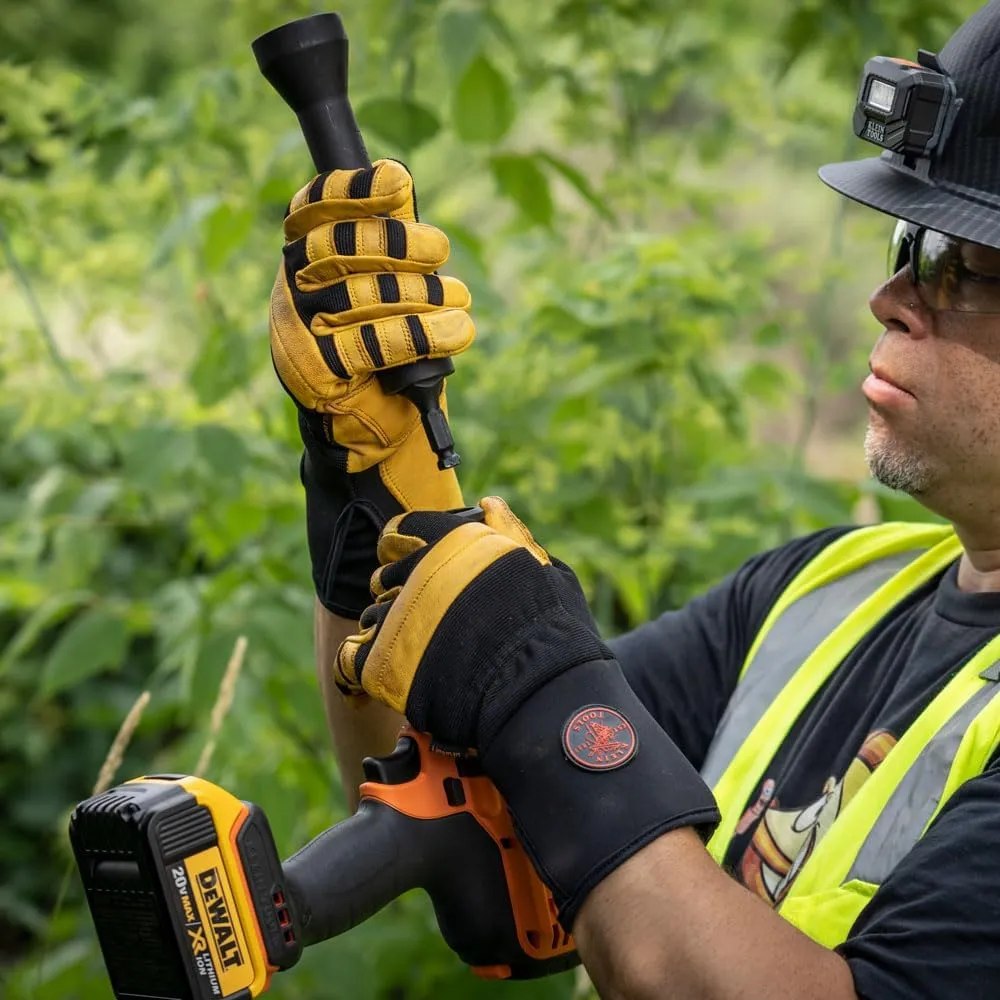 Klein Tools Work Gloves, Durable Soft Grain Leather Lineman Gloves with Padded Knuckles
