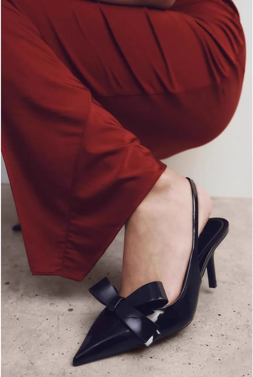 Kluolandi Bow Knot Slingback Kitten Heels for Women Closed Pointed Toe Pumps Dress Shoes Stiletto Heels Sandals