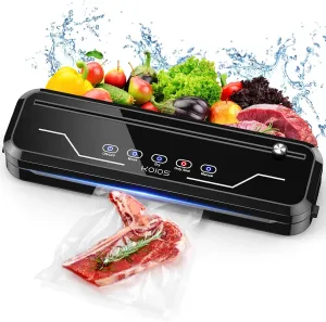 KOIOS 80Kpa Automatic Vacuum Sealer Machine with Starter Kit (15 Bags) | Moist & Dry Modes, Built-in Cutter, External Jar Vacuum | Compact Food Saver for Freshness & Long Storage