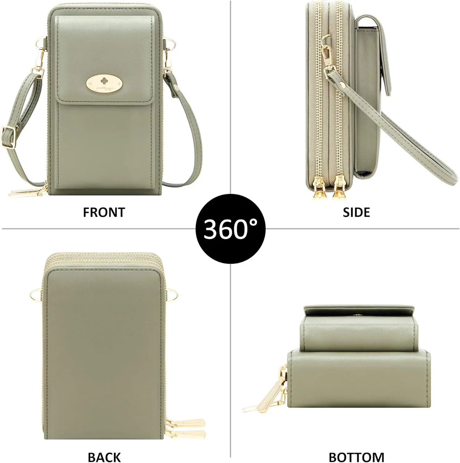 KUKOO Small Crossbody Bag Cell Phone Purse Wallet with Credit Card Slots for Women