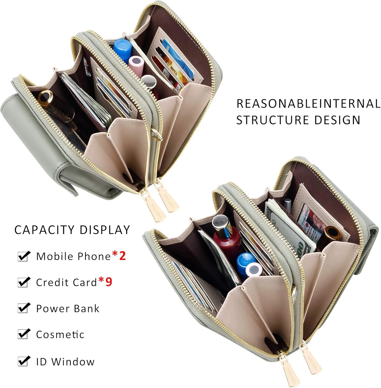 KUKOO Small Crossbody Bag Cell Phone Purse Wallet with Credit Card Slots for Women