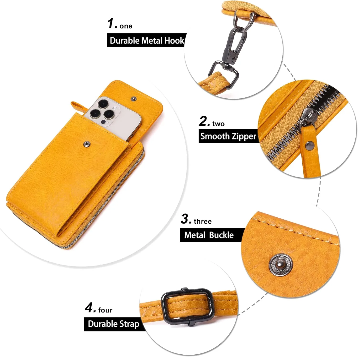KUKOO Small Crossbody Bags for Women PU Leather Cell Phone Purse Wallet with Credit Card Slots