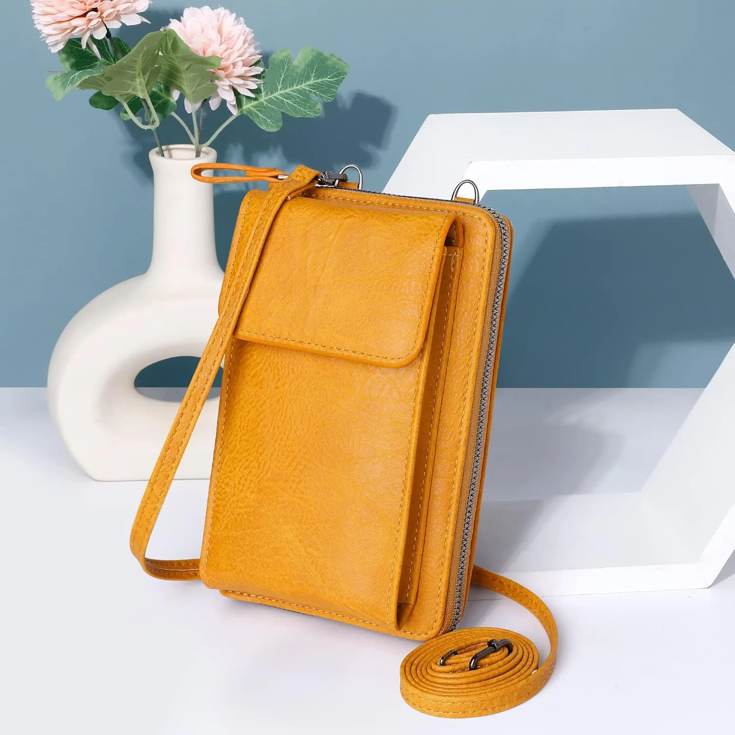 KUKOO Small Crossbody Bags for Women PU Leather Cell Phone Purse Wallet with Credit Card Slots