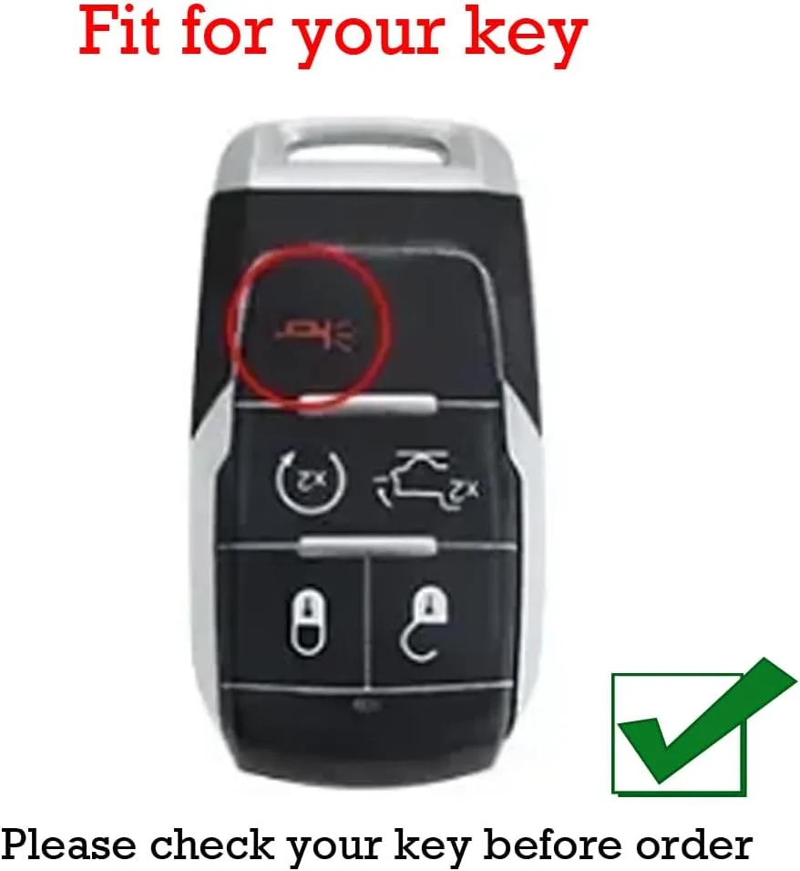 KUNIO Cowhide Leather Car Key Fob Cover Fit for Dodge RAM 1500 2500 3500 4500 5500 Pickup 2019 2020 2021 2022 Key Protective Cover Keychain Key Holder Key Cover 5 Button Brown
