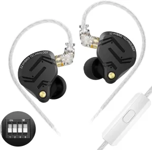 KZ ZS12 PRO X in Ear Monitor IEM for Gaming Headphones,1DD 5BA Hybrid Wired Earbuds,KZ Earphones,Best in Ear Headphones with 2PIN Cable for Audiophile (Dark Black,Tunable Version, with Microphone)